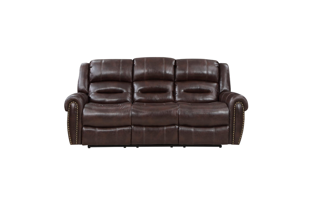 Center Hill Brown Bonded Leather Reclining Living Room Set