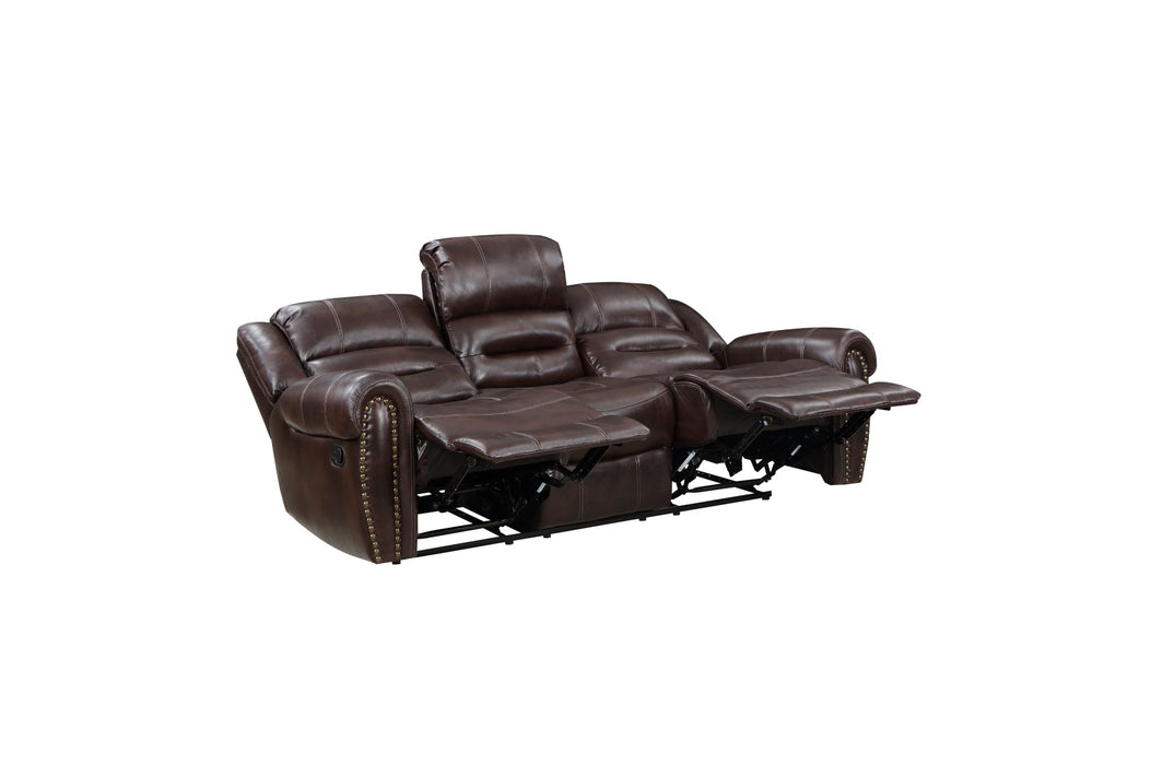 Center Hill Brown Bonded Leather Reclining Living Room Set