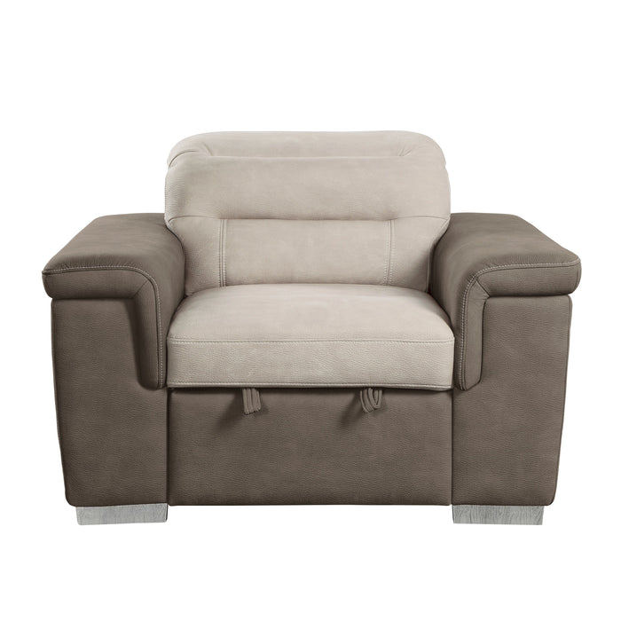 Alfio Beige/Taupe Chair with Pull-out Ottoman