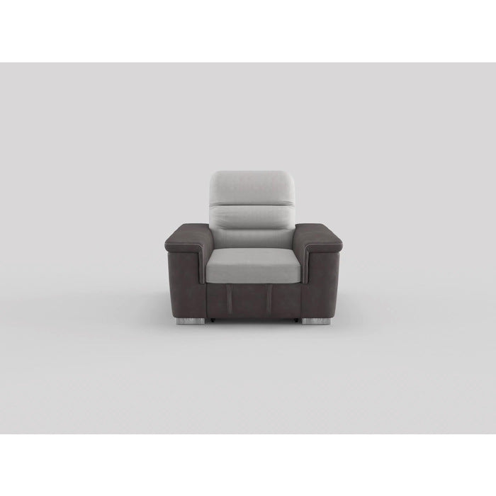 Alfio Beige/Taupe Chair with Pull-out Ottoman