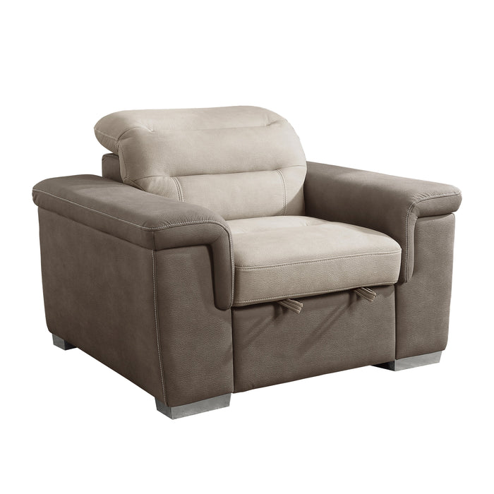 Alfio Beige/Taupe Chair with Pull-out Ottoman