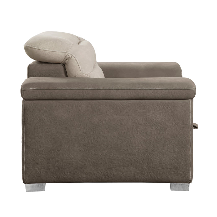 Alfio Beige/Taupe Chair with Pull-out Ottoman