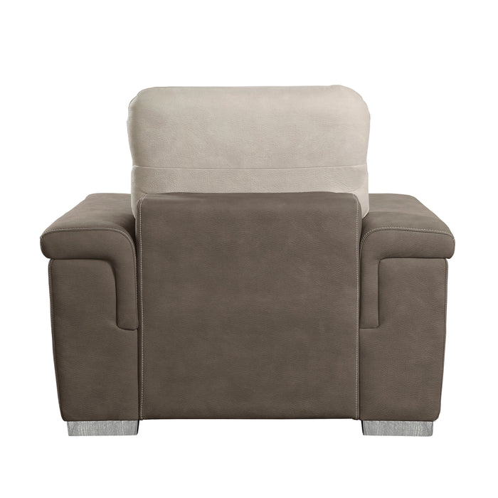 Alfio Beige/Taupe Chair with Pull-out Ottoman