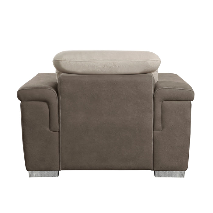 Alfio Beige/Taupe Chair with Pull-out Ottoman