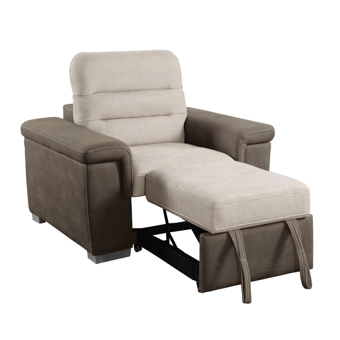 Alfio Beige/Taupe Chair with Pull-out Ottoman