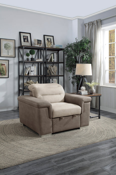 Alfio Beige/Taupe Chair with Pull-out Ottoman