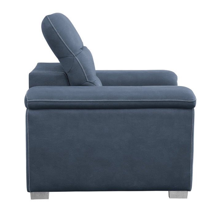 Alfio Blue Chair with Pull-out Ottoman