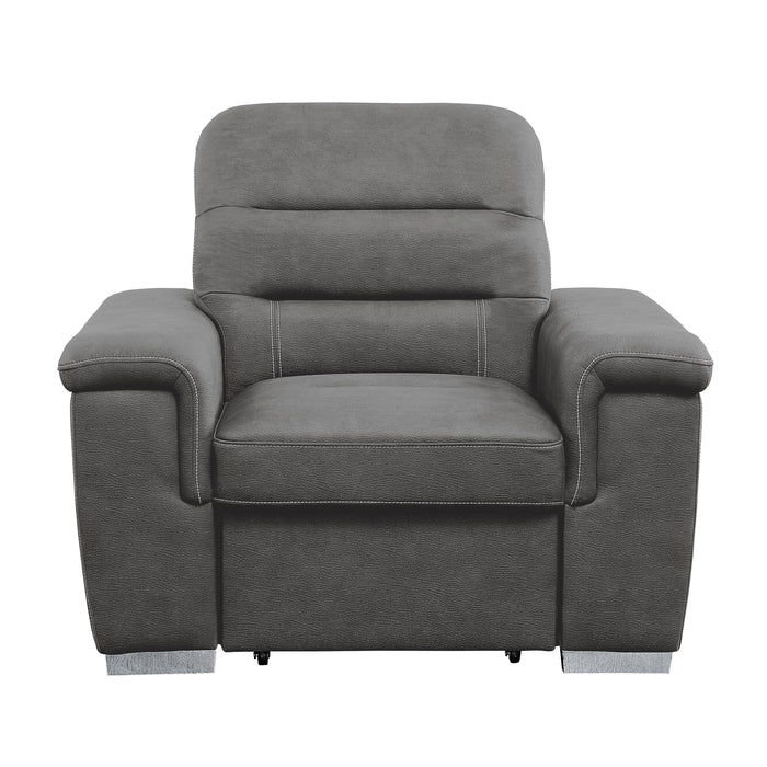 Alfio Gray Chair with Pull-out Ottoman