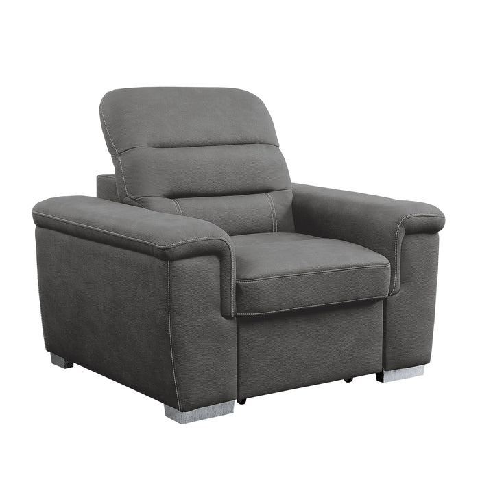 Alfio Gray Chair with Pull-out Ottoman