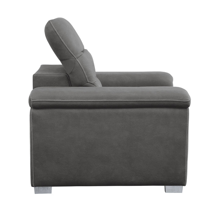 Alfio Gray Chair with Pull-out Ottoman