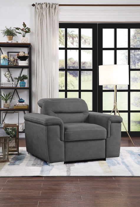 Alfio Gray Chair with Pull-out Ottoman