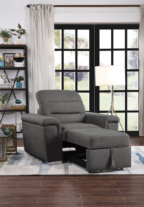 Alfio Gray Chair with Pull-out Ottoman