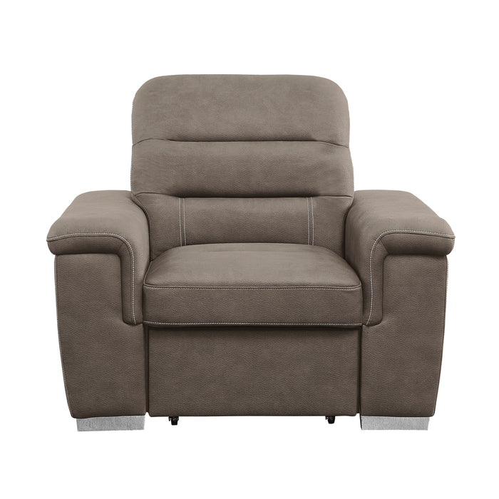 Alfio Taupe Chair with Pull-out Ottoman