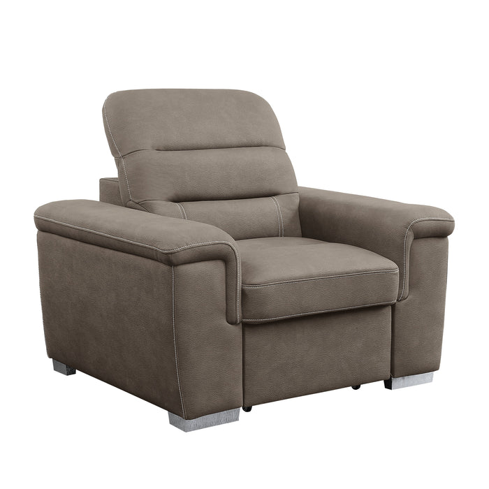 Alfio Taupe Chair with Pull-out Ottoman