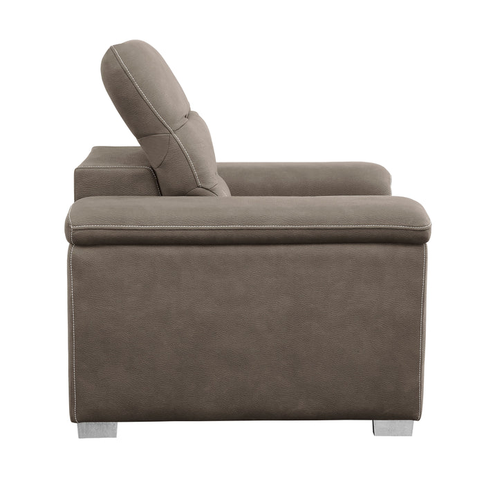 Alfio Taupe Chair with Pull-out Ottoman