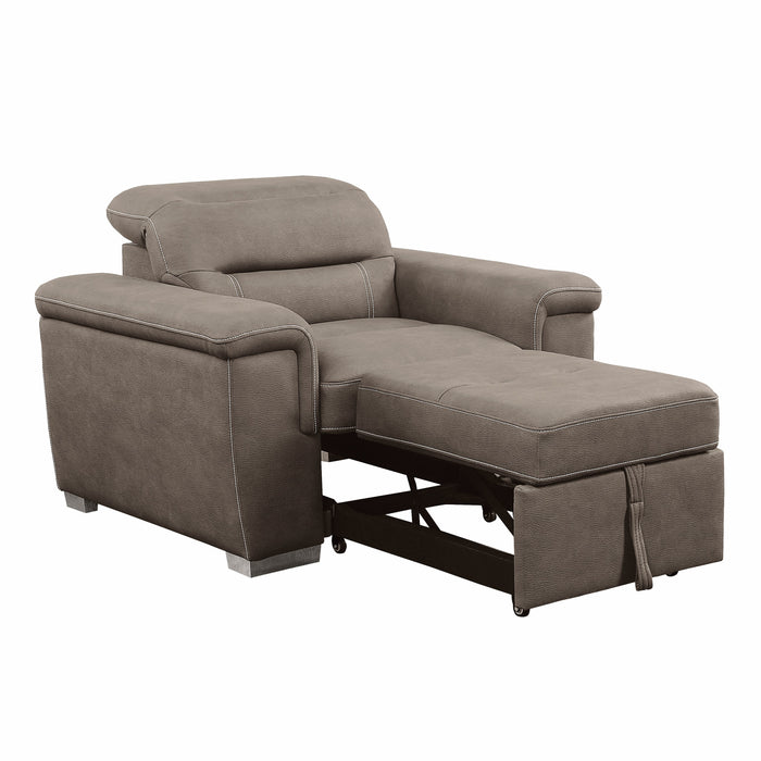 Alfio Taupe Chair with Pull-out Ottoman