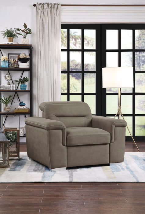 Alfio Taupe Chair with Pull-out Ottoman