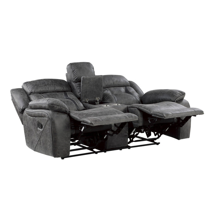 Madrona Hill Gray Double Reclining Loveseat with Center Console