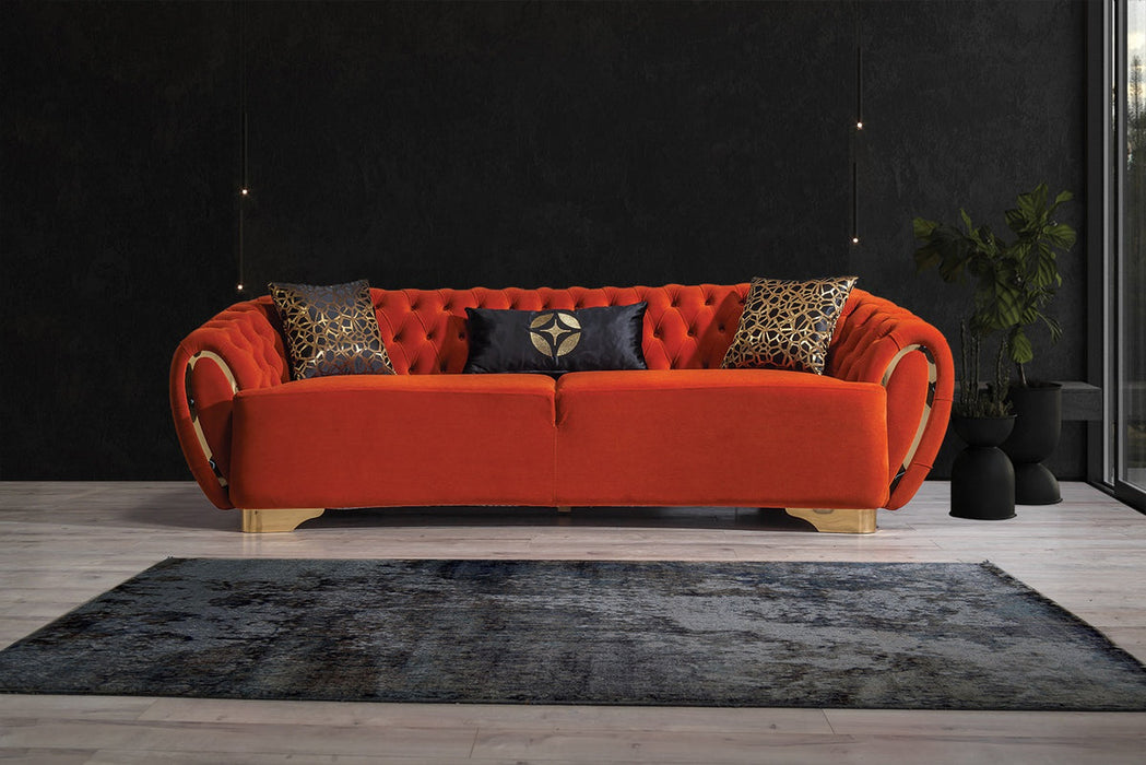 Victoria Orange Velvet Living Room Set