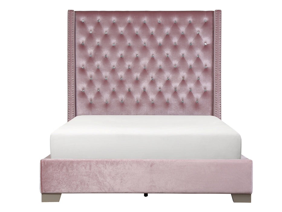 Franco Pink Velvet Queen Upholstered Bed