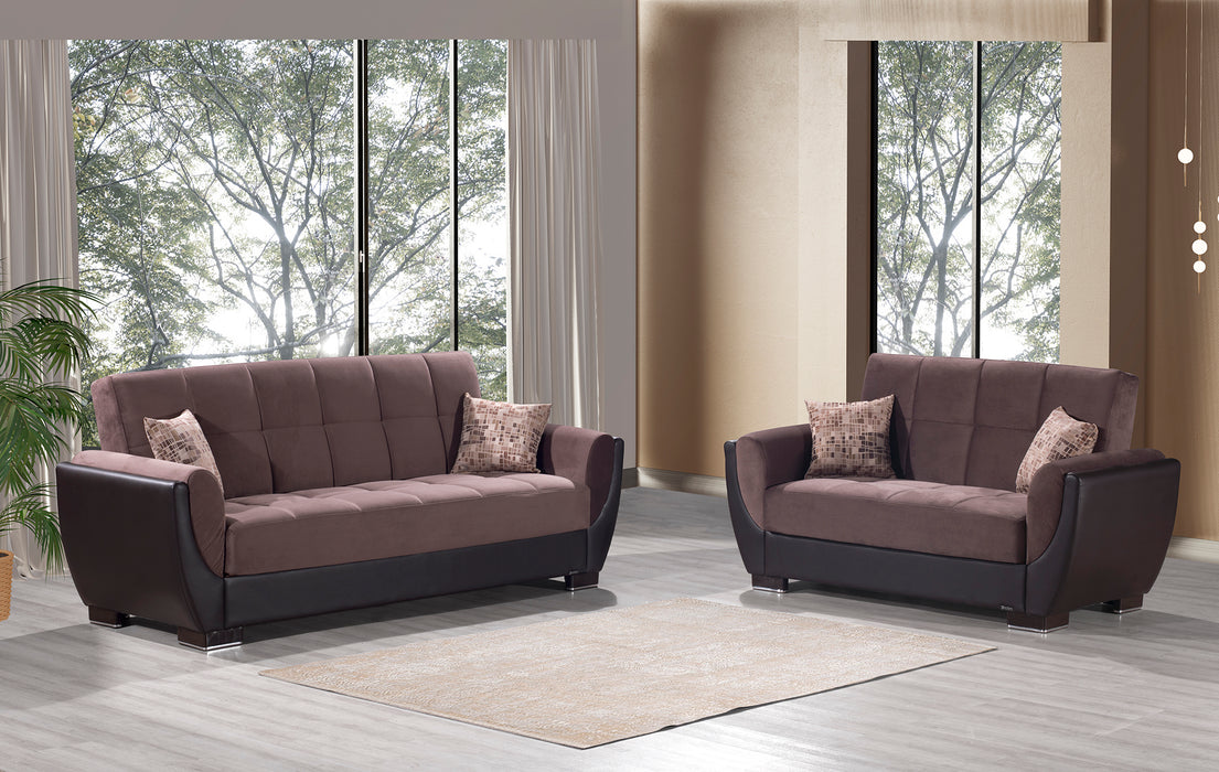 2Pcs Air Chocolate 2Tone Sofa & Loveseat