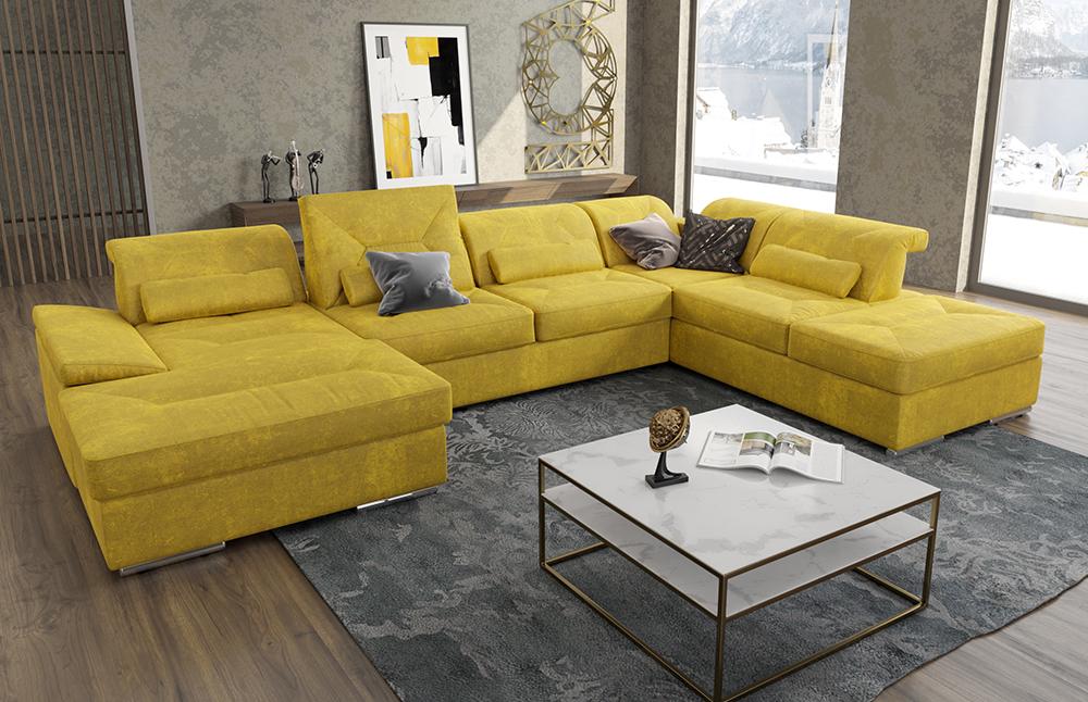 Alpine-X Fabric Sectional U-Shape With Bed And Storage By Nordholtz