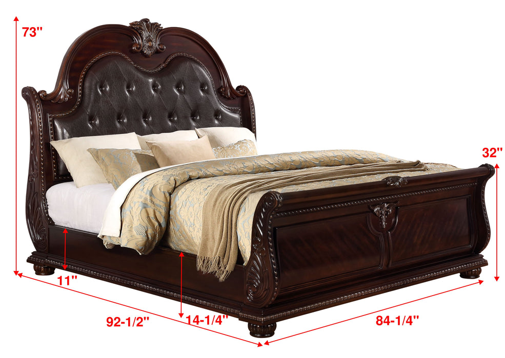 Stanley Cherry Brown King Upholstered Sleigh Bed