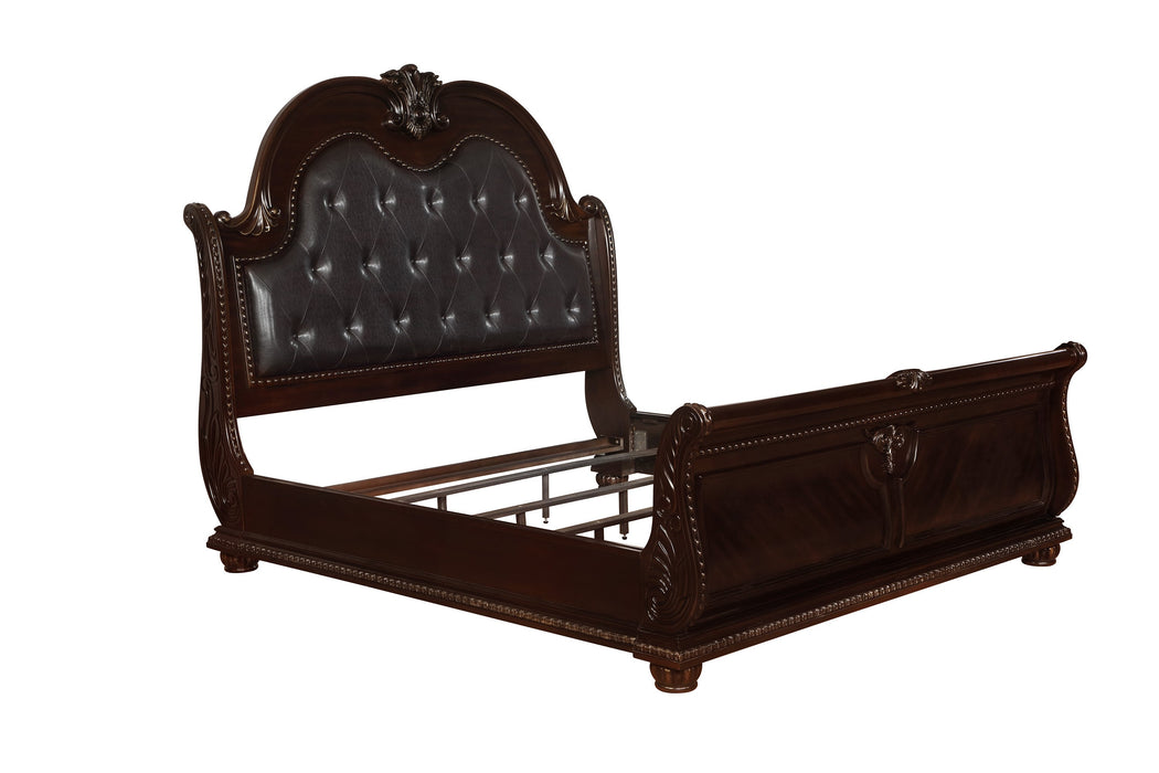 Stanley Cherry Brown Queen Upholstered Sleigh Bed