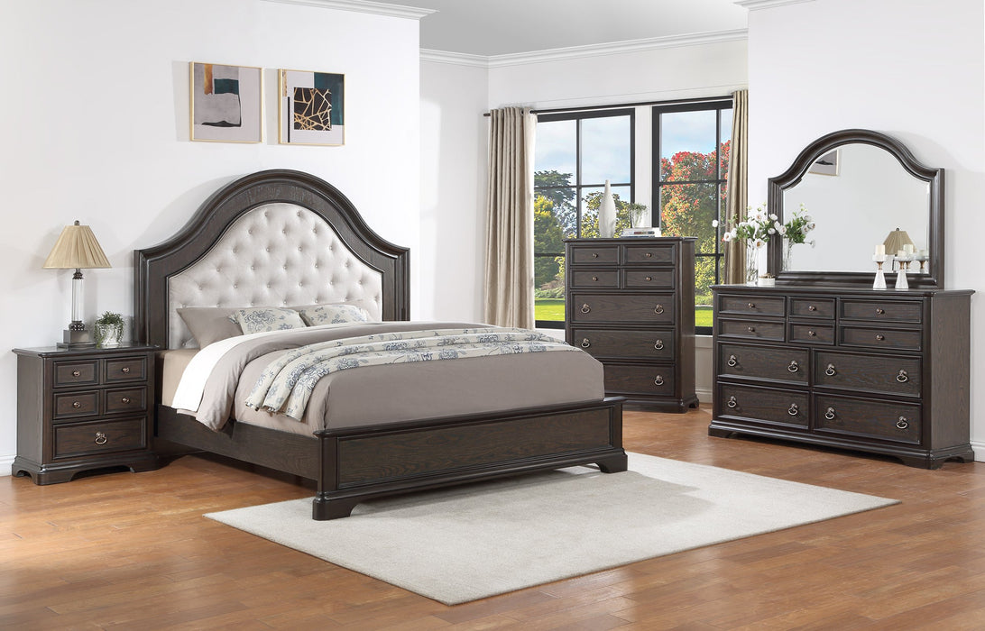 Duke Grayish Brown Queen Upholstered Panel Bed