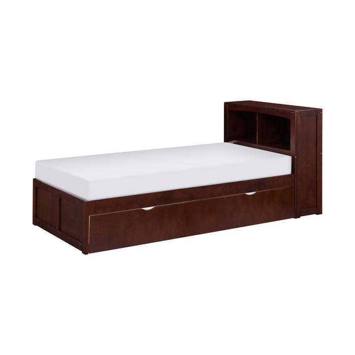 Rowe Dark Cherry Twin Bookcase Bed with Twin Trundle