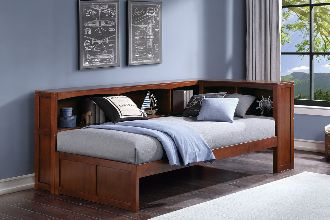 Rowe Dark Cherry Twin Bookcase Corner Bed