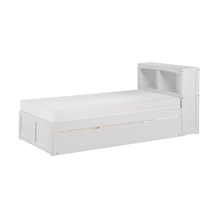 Galen White Twin Bookcase Bed with Twin Trundle