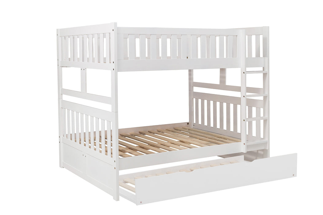 Galen White Full/Full Bunk Bed with Twin Trundle