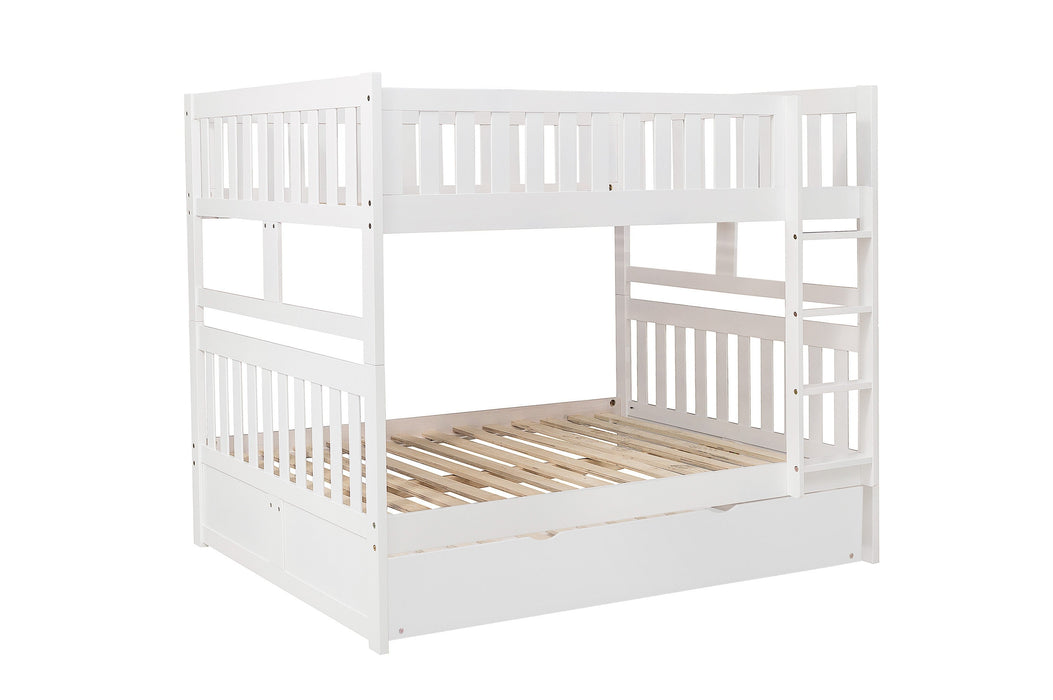 Galen White Full/Full Bunk Bed with Twin Trundle