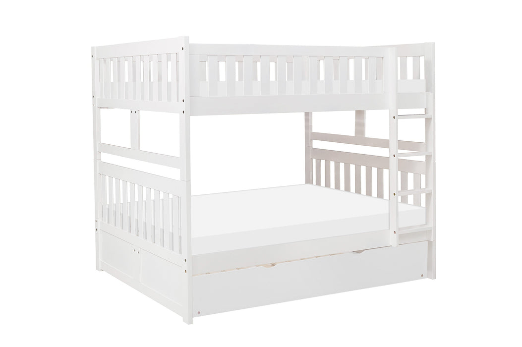 Galen White Full/Full Bunk Bed with Twin Trundle