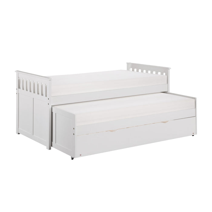 Galen White Twin/Twin Bed with Twin Trundle