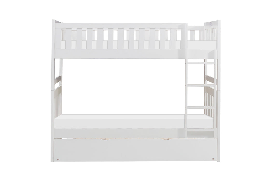 Galen White Twin/Twin Bunk Bed with Twin Trundle