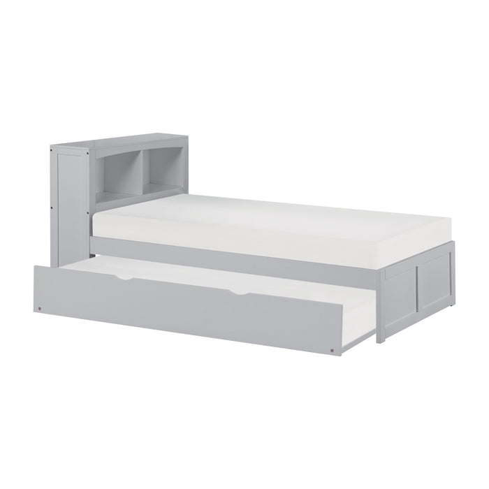 Orion Gray Twin Bookcase Bed with Twin Trundle