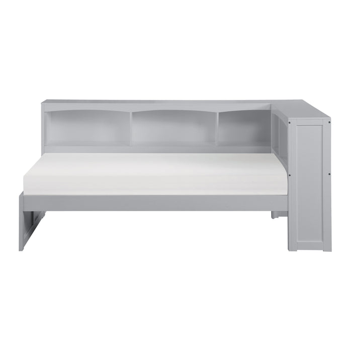 Orion Gray Twin Bookcase Corner Bed