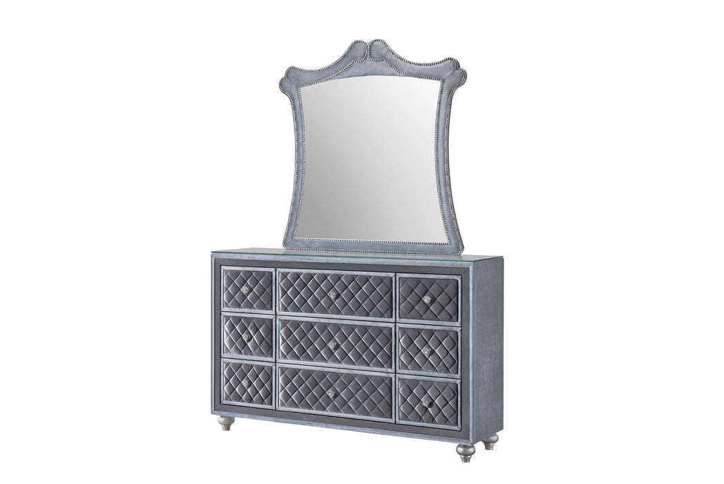 Cameo Gray Upholstered Panel Bedroom Set