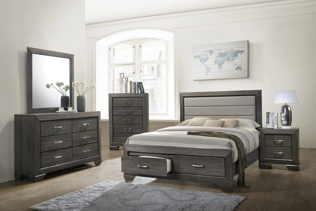 Grey Finish Full Bedroom Chest And One Nightstand