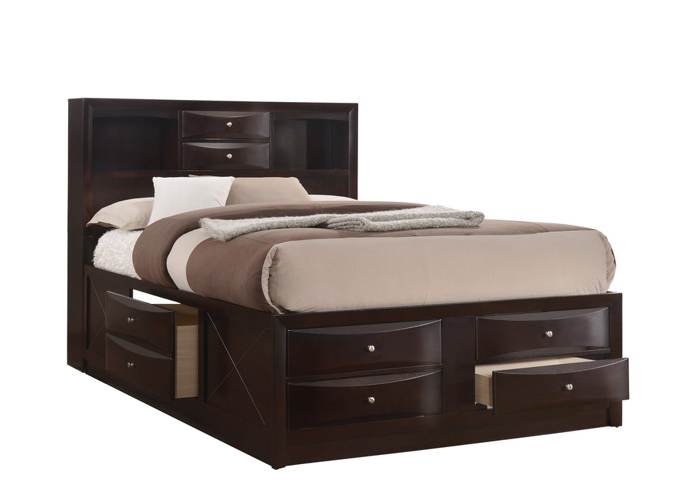 Emily Dark Cherry Queen Storage Platform Bed