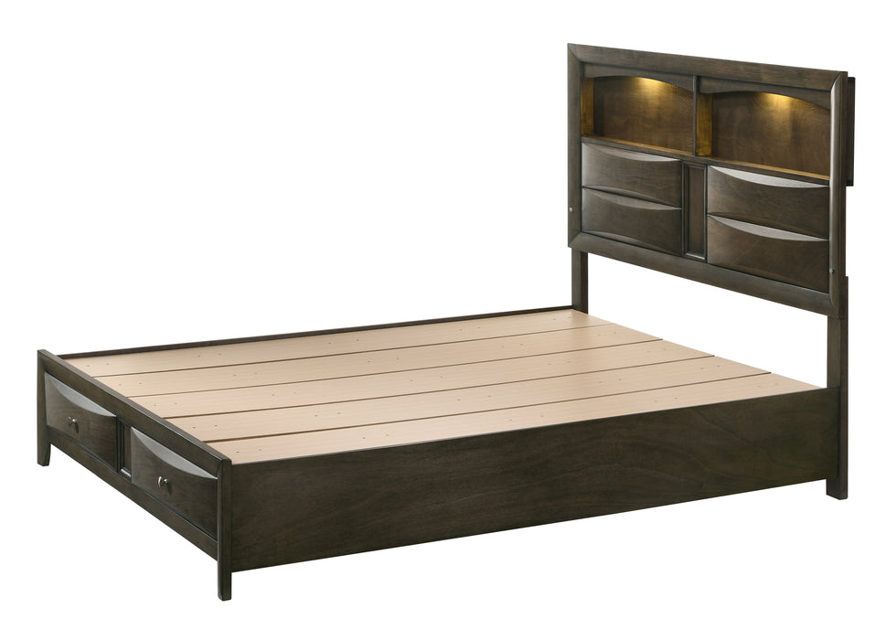 Fallon Gray King LED Storage Platform Bed