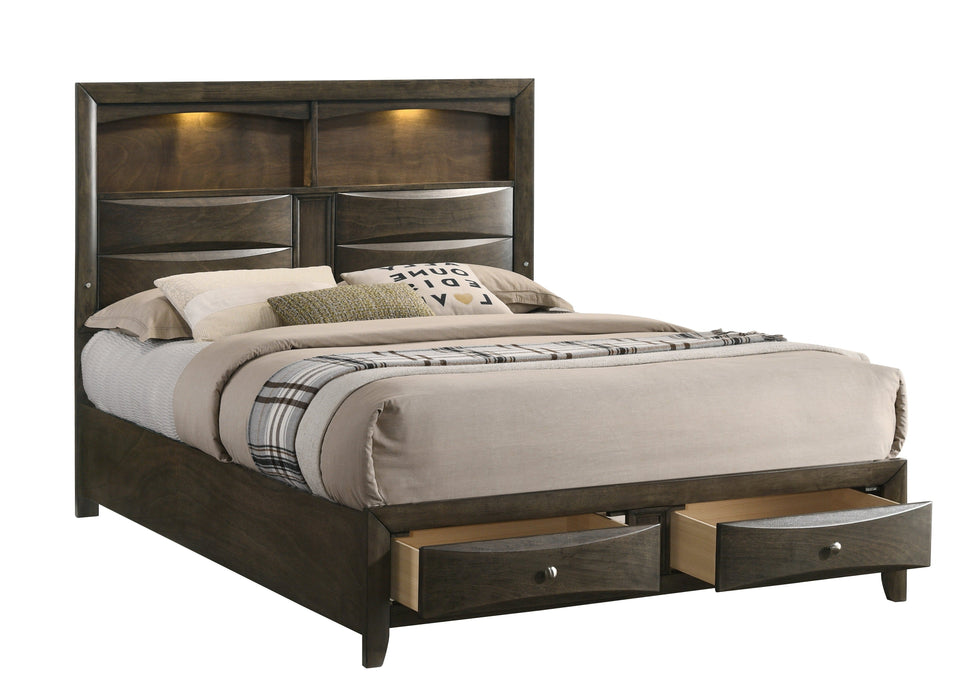 Fallon Gray Queen LED Storage Platform Bed