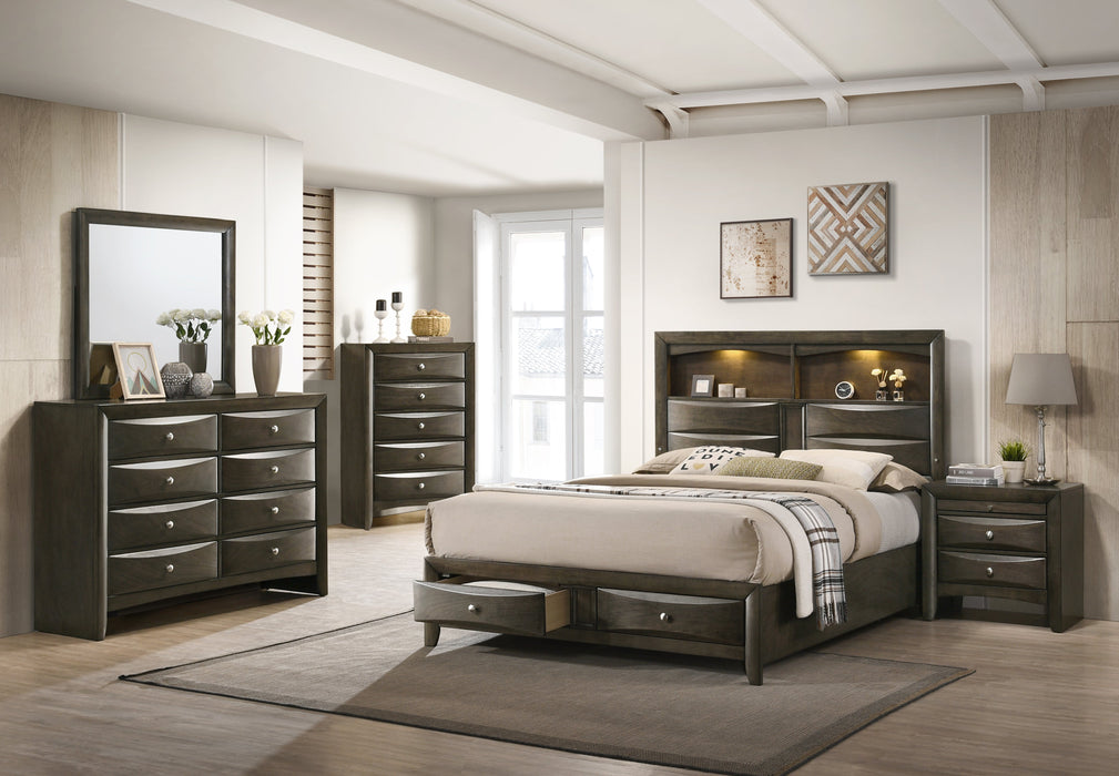 Fallon Gray Queen LED Storage Platform Bed