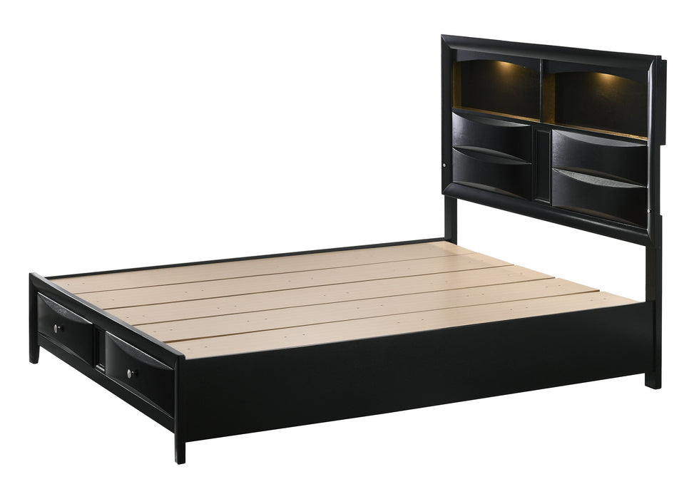 Fallon Black Queen LED Storage Platform Bed