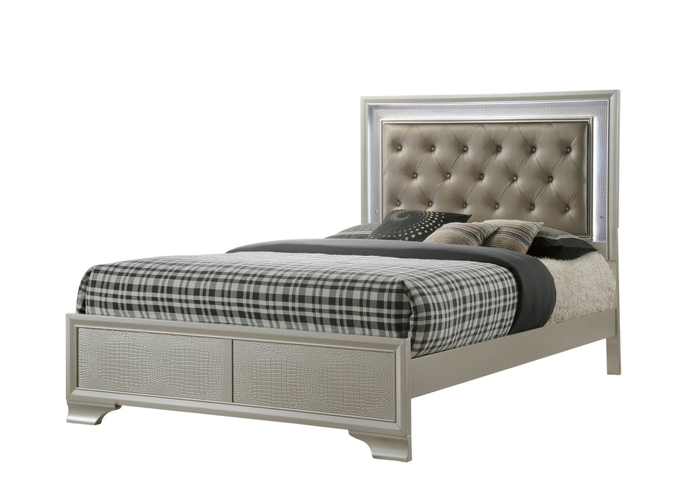 Lyssa Champagne LED Upholstered Panel Bedroom Set