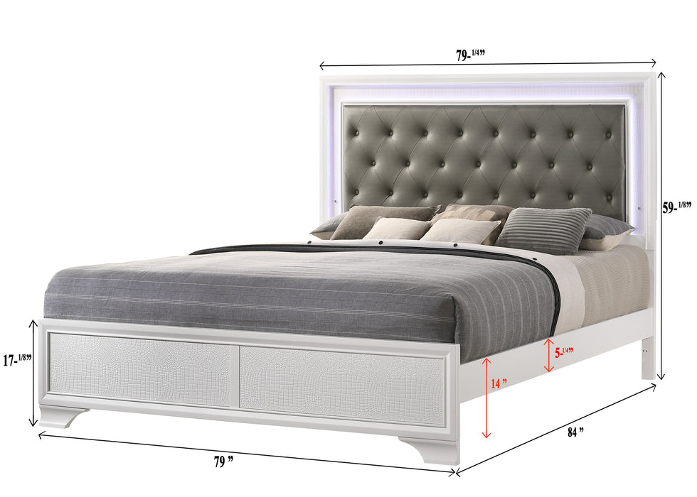 Lyssa Frost King LED Upholstered Panel Bed