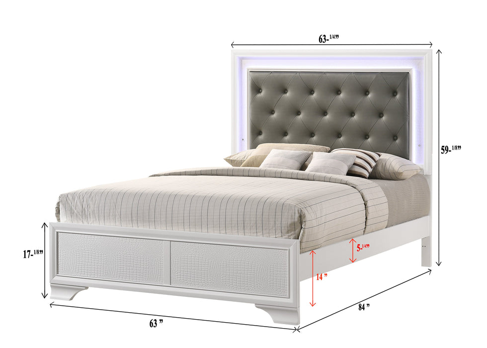 Lyssa Frost Queen LED Upholstered Panel Bed