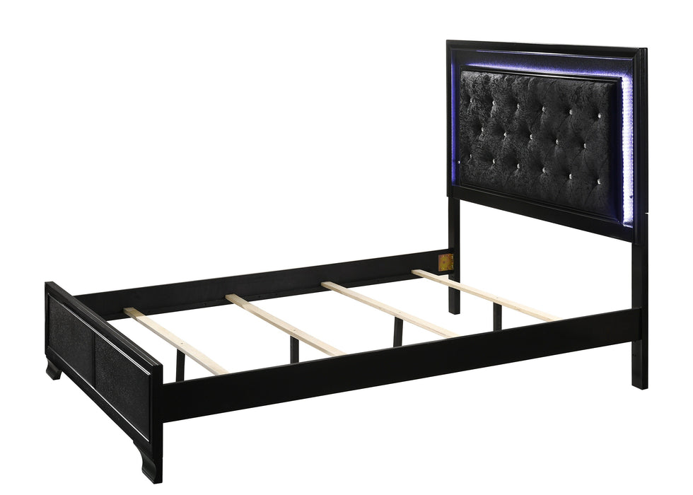 Micah Black Twin LED Upholstered Panel Bed